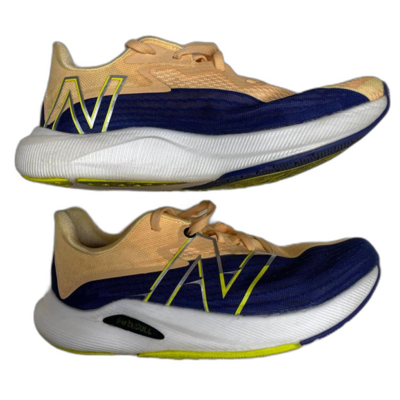 NEW BALANCE FuelCell Rebel V2 Running Shoe Sneaker Womens 7.5 Blue Tide Mango - Picture 2 of 8